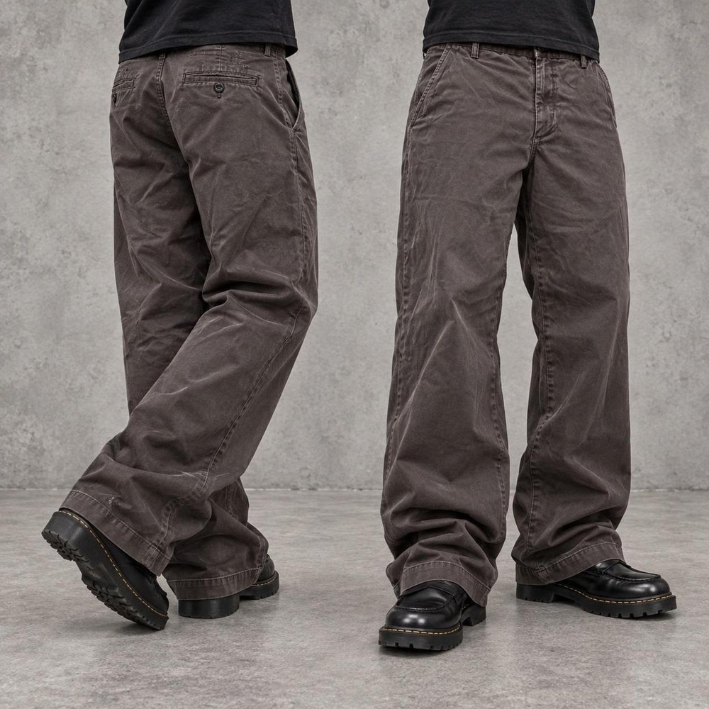 36x34 Brown Chino Baggy Wide-Leg Pants Y2K
